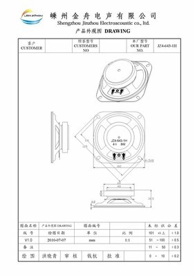 【[直销]供应4寸5W方形外磁喇叭 音箱喇叭 全频扬声器 JZ4-643-1H】价格,厂家,图片,扬声器,嵊州金舟电声-